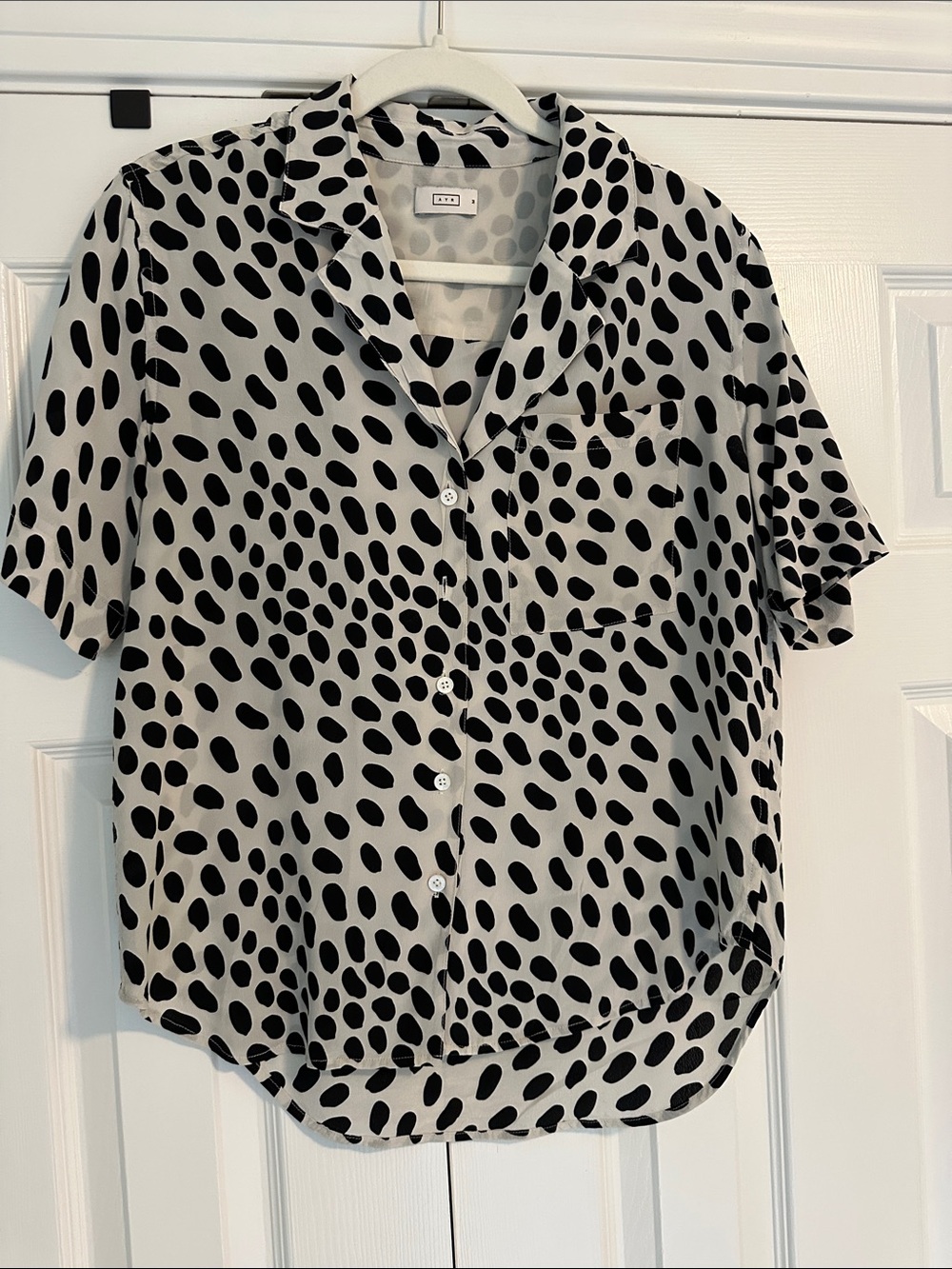 AYR Black Dot Print Short-Sleeve Button-Down Shirt
